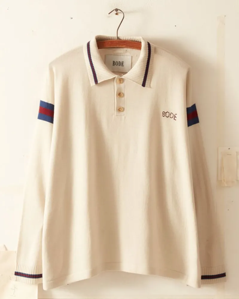 Knitwear<BODE Duotone Stripe Cycling Polo - Ecru
