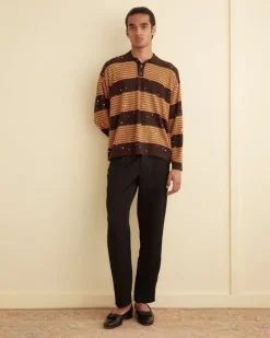 Knitwear<BODE Embellished Stripe Cycling Polo Brown