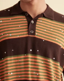 Knitwear<BODE Embellished Stripe Cycling Polo Brown