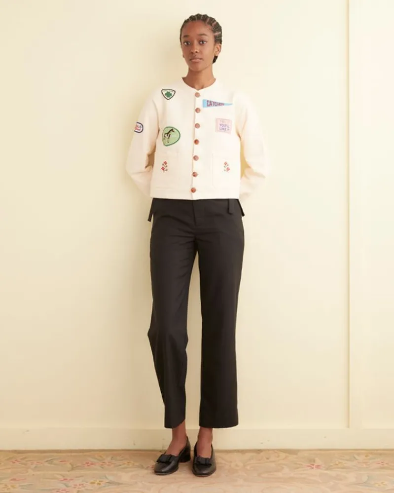 Cut And Sew<BODE Emblem Patch Cardigan Ecru