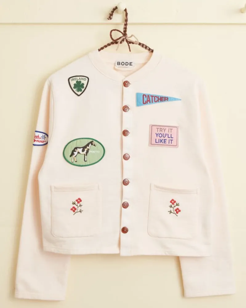 Cut And Sew<BODE Emblem Patch Cardigan Ecru
