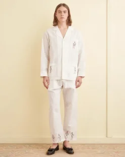 Shirts<BODE Embroidered Blackjack Pajama Shirt White
