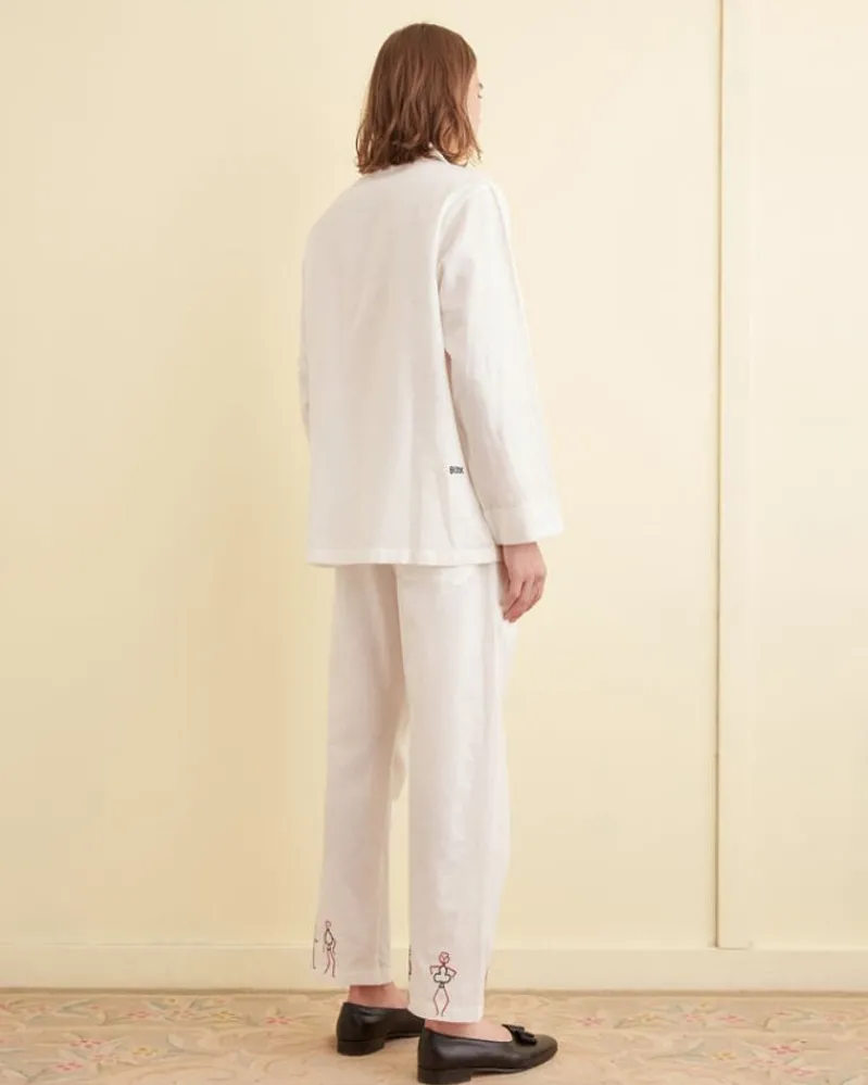 Shirts<BODE Embroidered Blackjack Pajama Shirt White