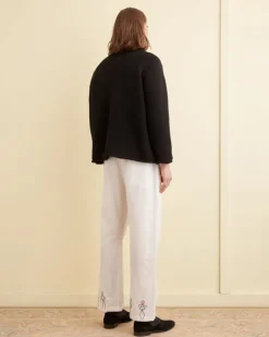 Trousers & Pants<BODE Embroidered Blackjack Pajama Pants White