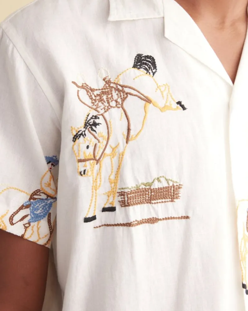 Shirts<BODE Embroidered Buckaroo Short Sleeve Shirt