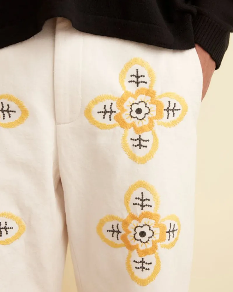 Trousers & Pants<BODE Embroidered Buttercup Trousers Ecru