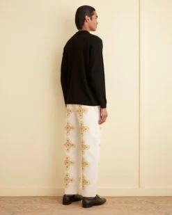Trousers & Pants<BODE Embroidered Buttercup Trousers Ecru