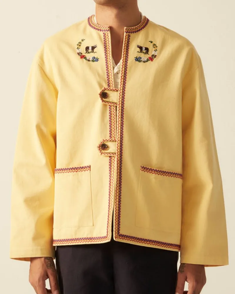 Outerwear<BODE Embroidered Cow Jacket Yellow