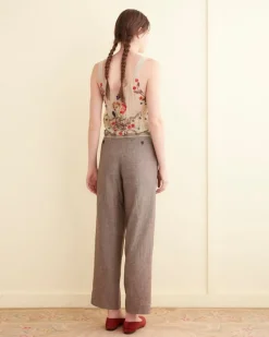 Tops<BODE Embroidered Flower Study Top Cream Multi