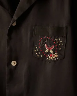 Shirts<BODE Embroidered Leafwing Long Sleeve Shirt Black