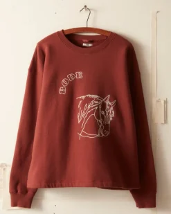Cut & Sew<BODE Embroidered Pony Crewneck Brown