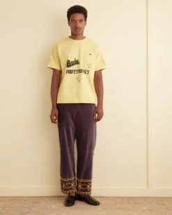 Trousers & Pants<BODE Embroidered Scrollwork Trousers Purple