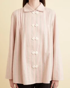 Tops<BODE Flannel Ticking Jonas Shirt Pink