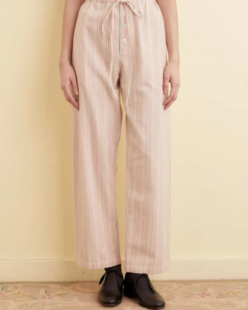 Trousers & Pants<BODE Flannel Ticking Pajama Pants Pink