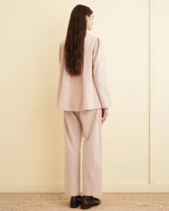 Trousers & Pants<BODE Flannel Ticking Pajama Pants Pink
