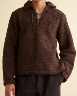 Knitwear<BODE Fleece Tie-Up Pullover - Dark Brown