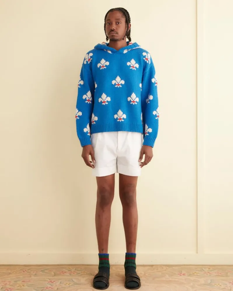 Knitwear<BODE Fleur-De-Lis Hoodie Blue