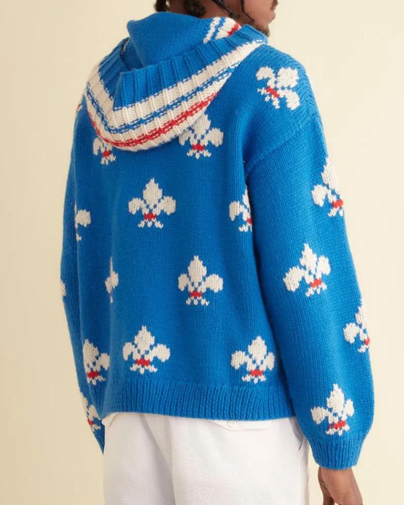 Knitwear<BODE Fleur-De-Lis Hoodie Blue
