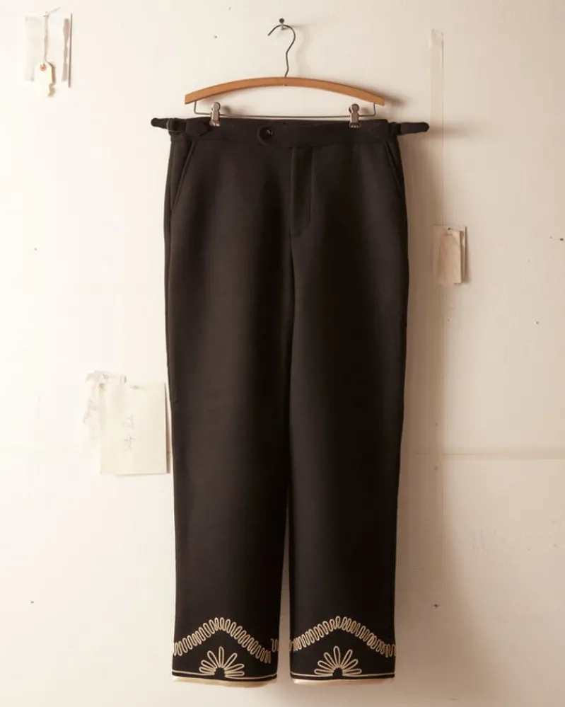 Trousers & Pants<BODE Floral Cording Trousers - Black And Cream