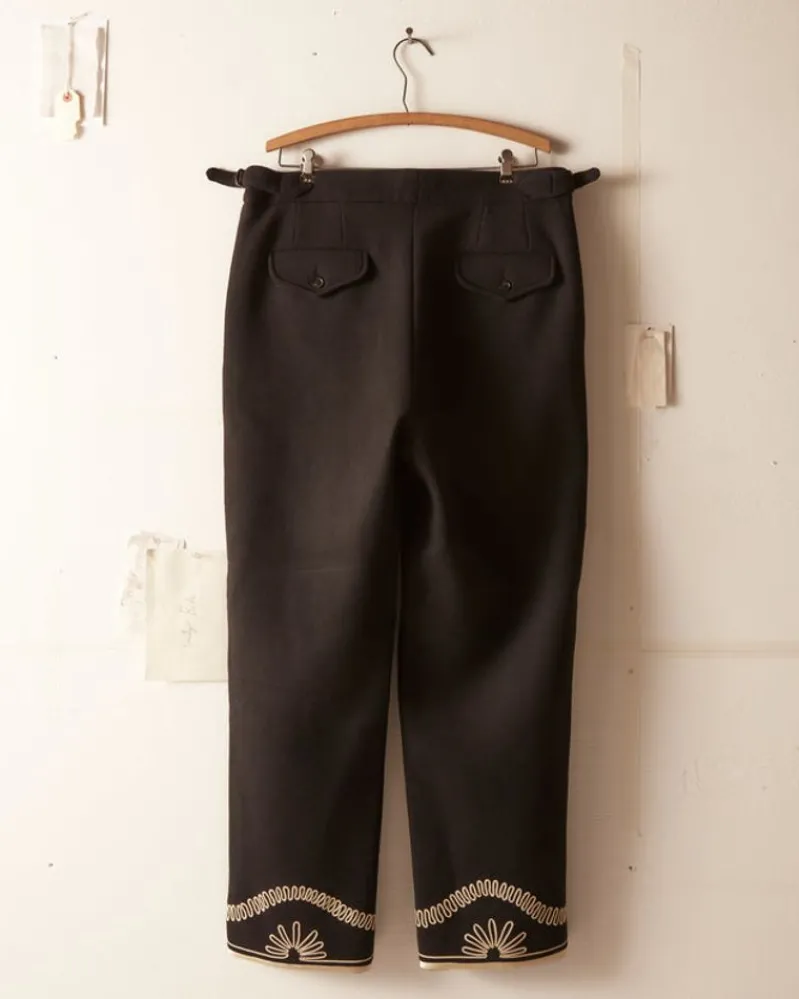 Trousers & Pants<BODE Floral Cording Trousers - Black And Cream