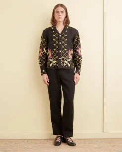 Shirts<BODE Floral Pinwheel Long Sleeve Louie Black