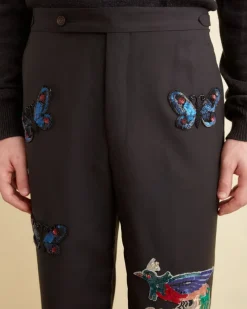 Trousers & Pants<BODE Flying Fauna Tuxedo Trousers Black