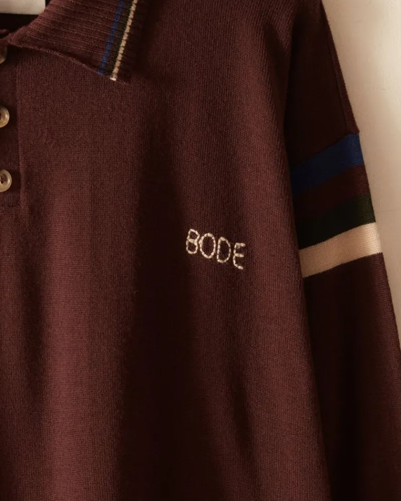 Knitwear<BODE Four Stripe Cycling Polo - Brown
