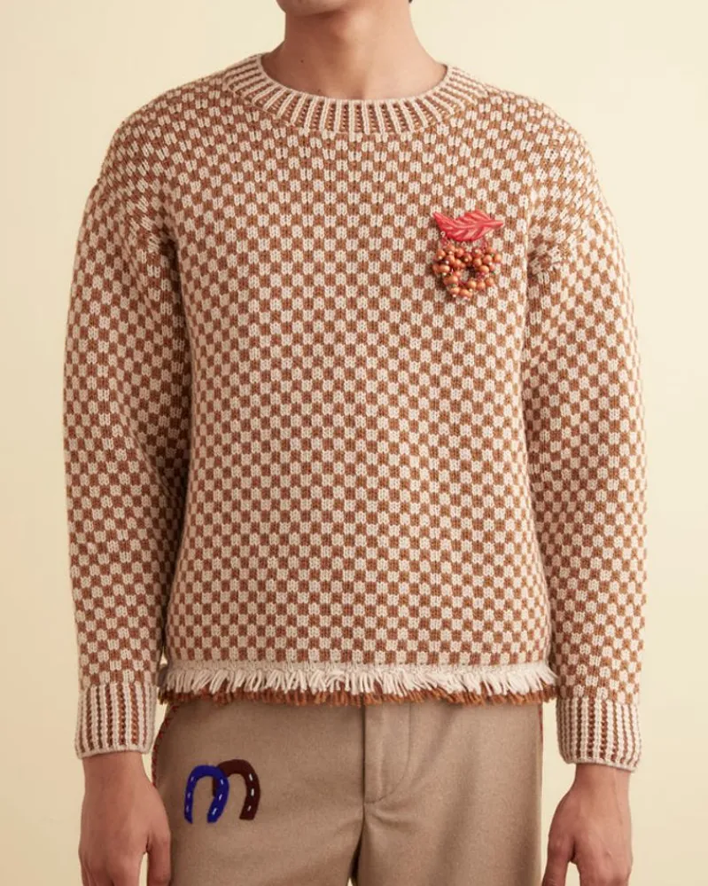 Knitwear<BODE Fringe Check Pullover - Brown
