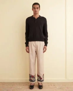 Trousers & Pants<BODE Garden Lattice Trousers Ecru/Multi