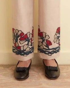 Trousers & Pants<BODE Garden Lattice Trousers Ecru/Multi