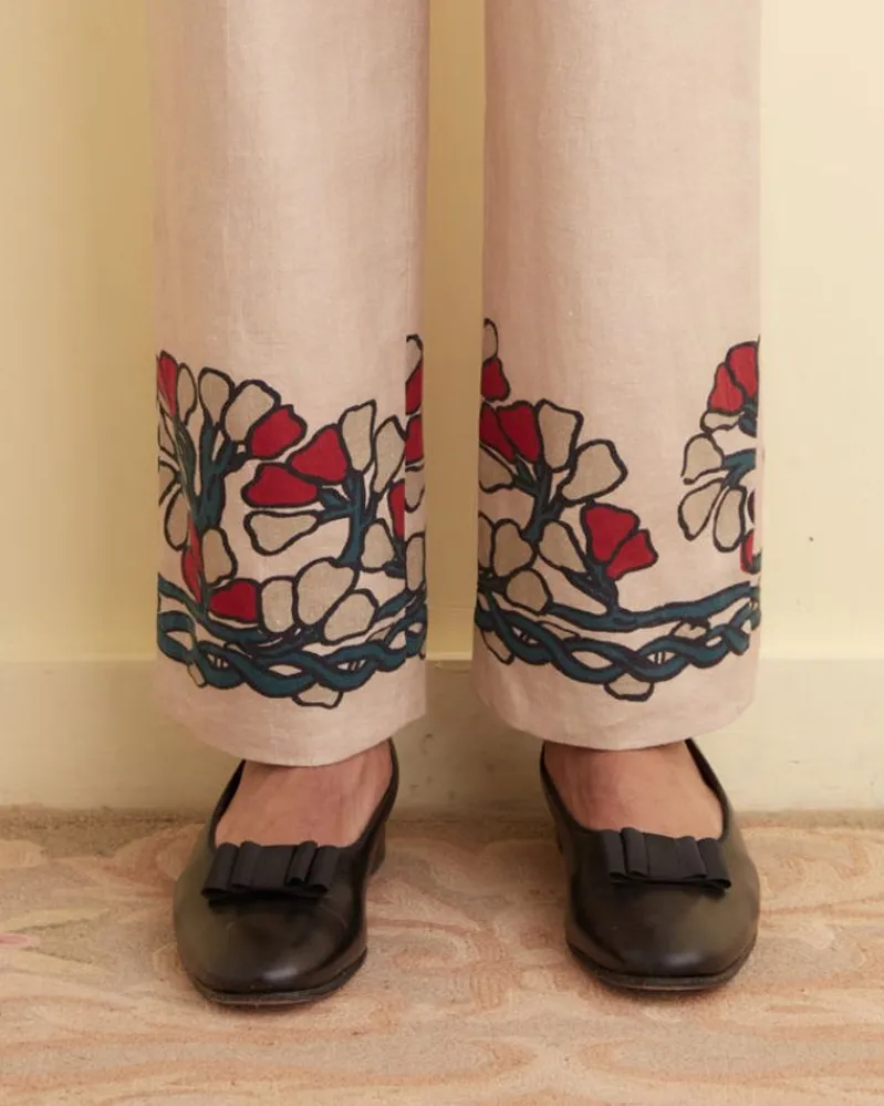 Trousers & Pants<BODE Garden Lattice Trousers Ecru/Multi