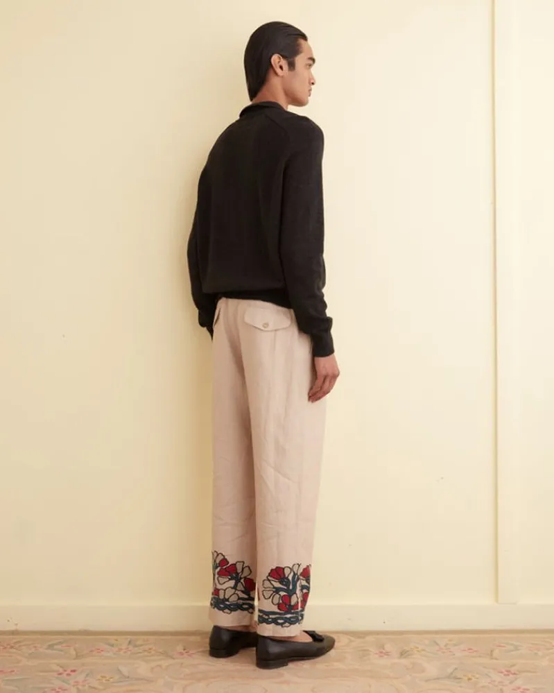 Trousers & Pants<BODE Garden Lattice Trousers Ecru/Multi