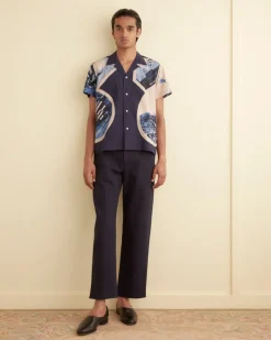 Shirts<BODE Goldfield Short Sleeve Shirt Blue