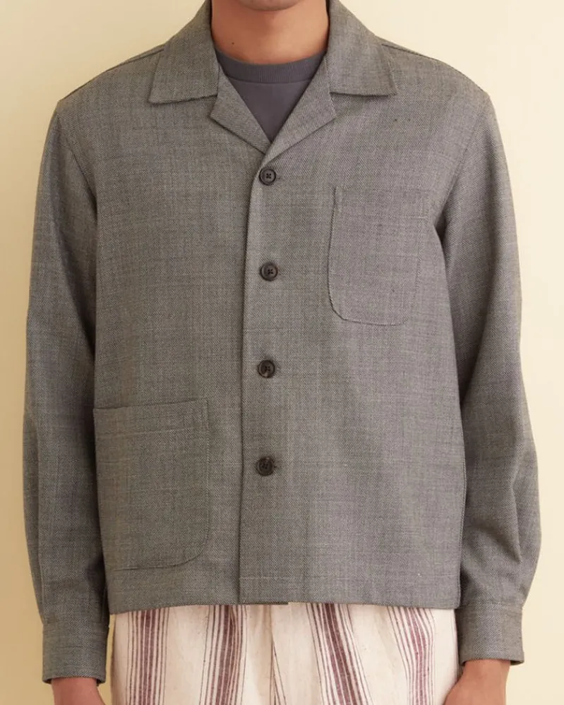 Shirts<BODE Granite Stair Long Sleeve Shirt - M Grey