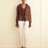 Tops<BODE Heartwood Flounce Blouse Brown