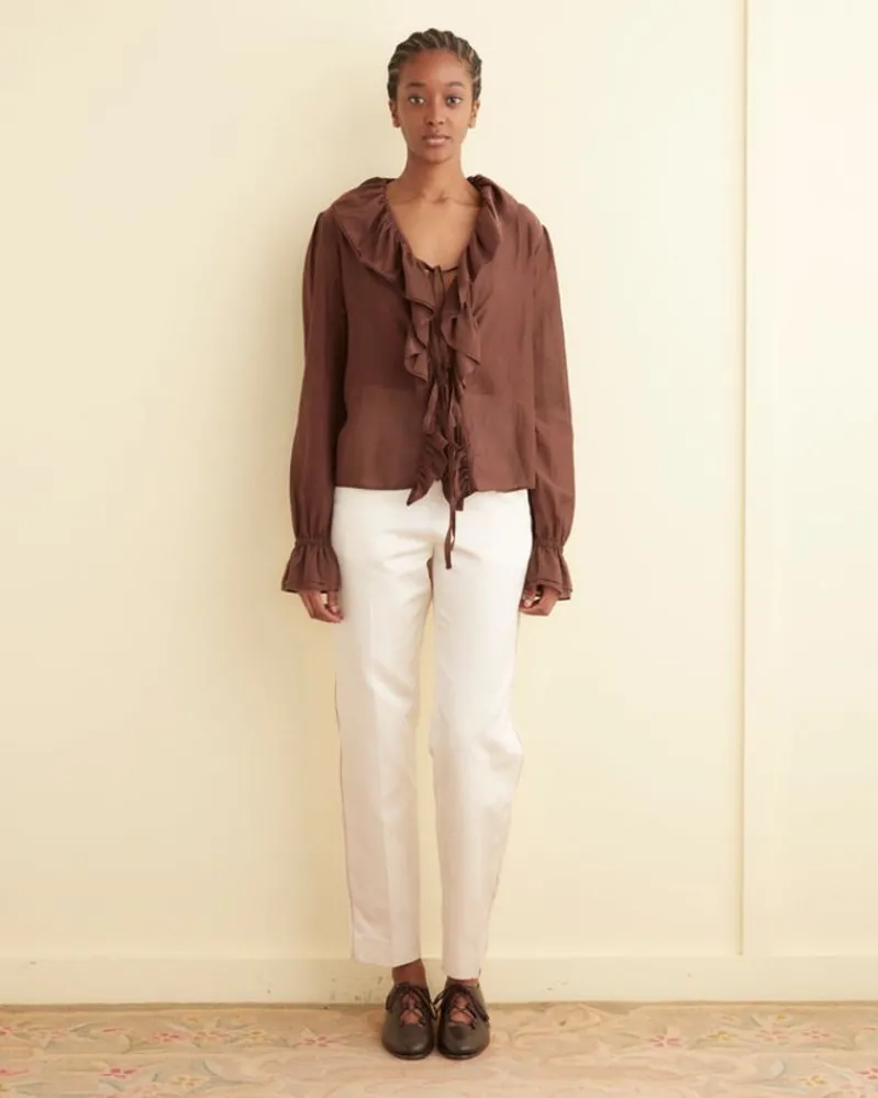 Tops<BODE Heartwood Flounce Blouse Brown