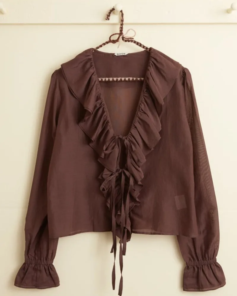 Tops<BODE Heartwood Flounce Blouse Brown