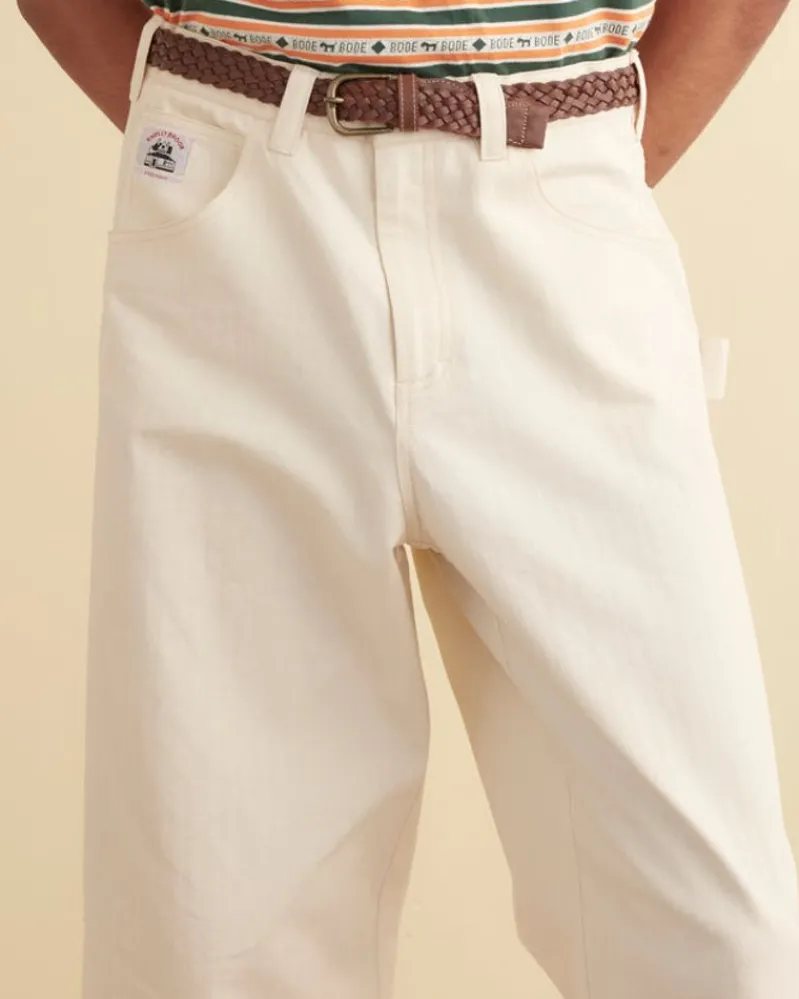 Trousers & Pants<BODE Herringbone Knolly Brook Trousers White