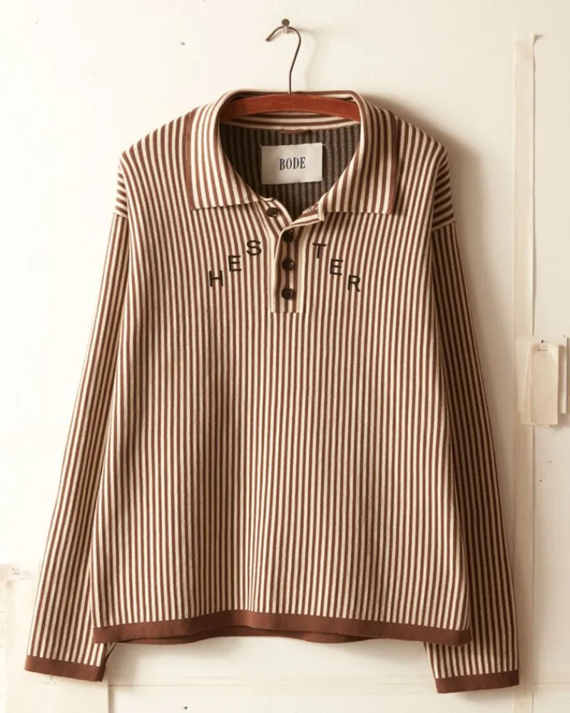 Knitwear<BODE Hester Street Polo - Brown/Cream