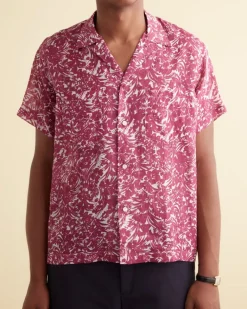 Shirts<BODE Hibiscus Spray Short Sleeve Shirt Maroon