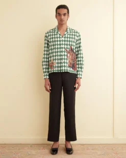 Shirts<BODE Jockey Diamond Long Sleeve Shirt Green/Multi