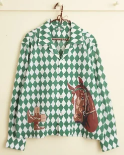 Shirts<BODE Jockey Diamond Long Sleeve Shirt Green/Multi