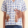 Shirts<BODE Jockey Dot Short Sleeve Shirt Blue/Multi