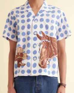 Shirts<BODE Jockey Dot Short Sleeve Shirt Blue/Multi