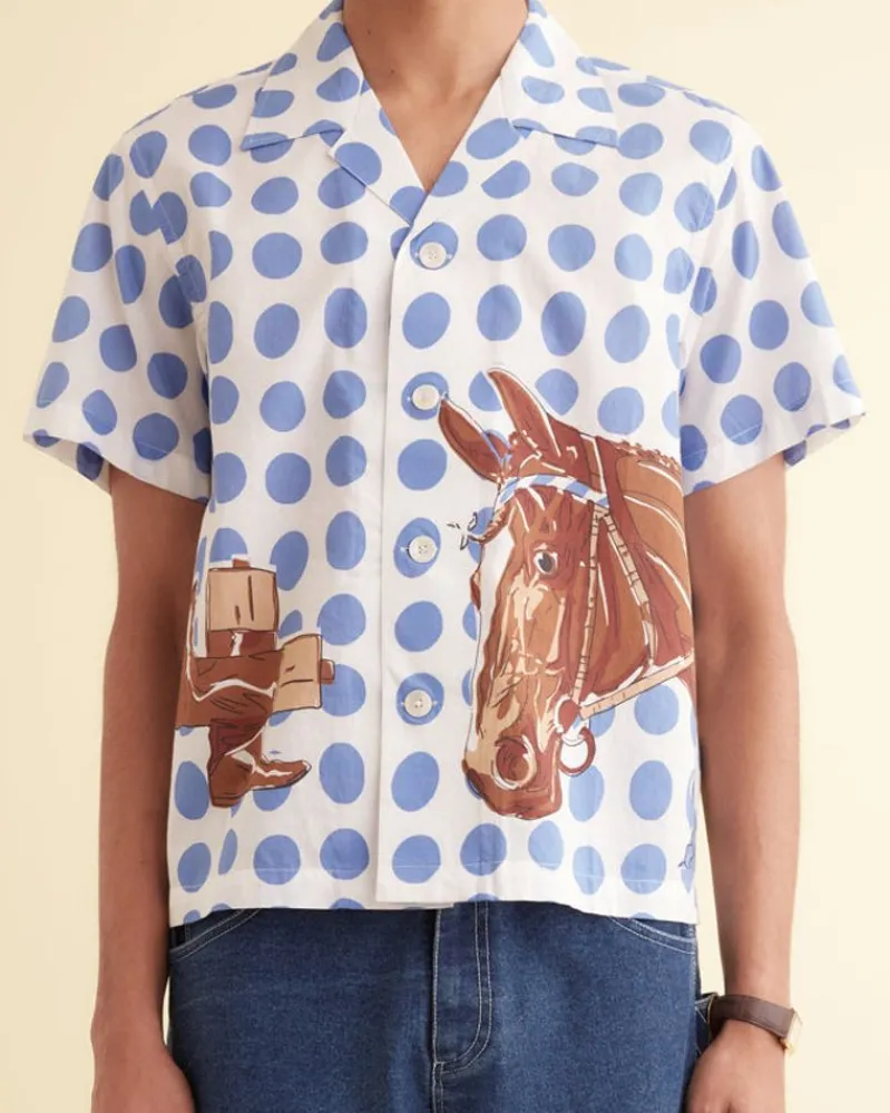 Shirts<BODE Jockey Dot Short Sleeve Shirt Blue/Multi