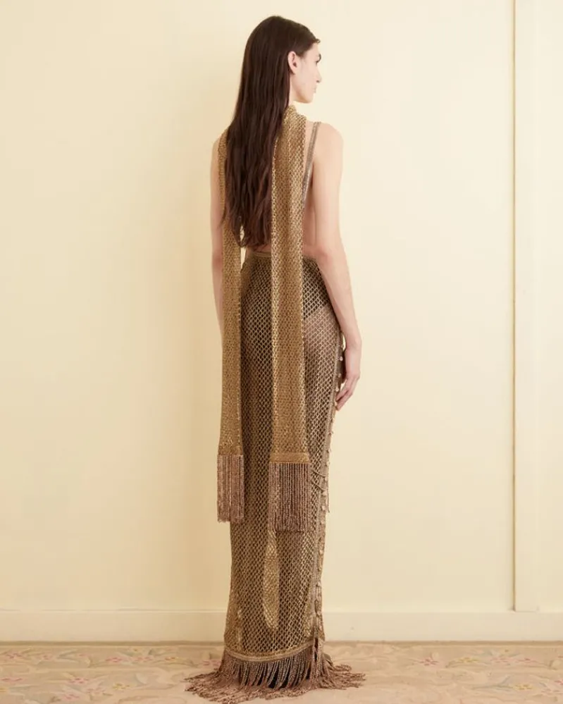 Dresses<BODE Lame Lace Dress Gold