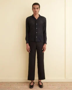 Shirts<BODE Lattice Lace Long Sleeve Shirt - Black