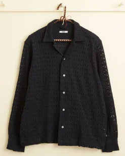 Shirts<BODE Lattice Lace Long Sleeve Shirt - Black