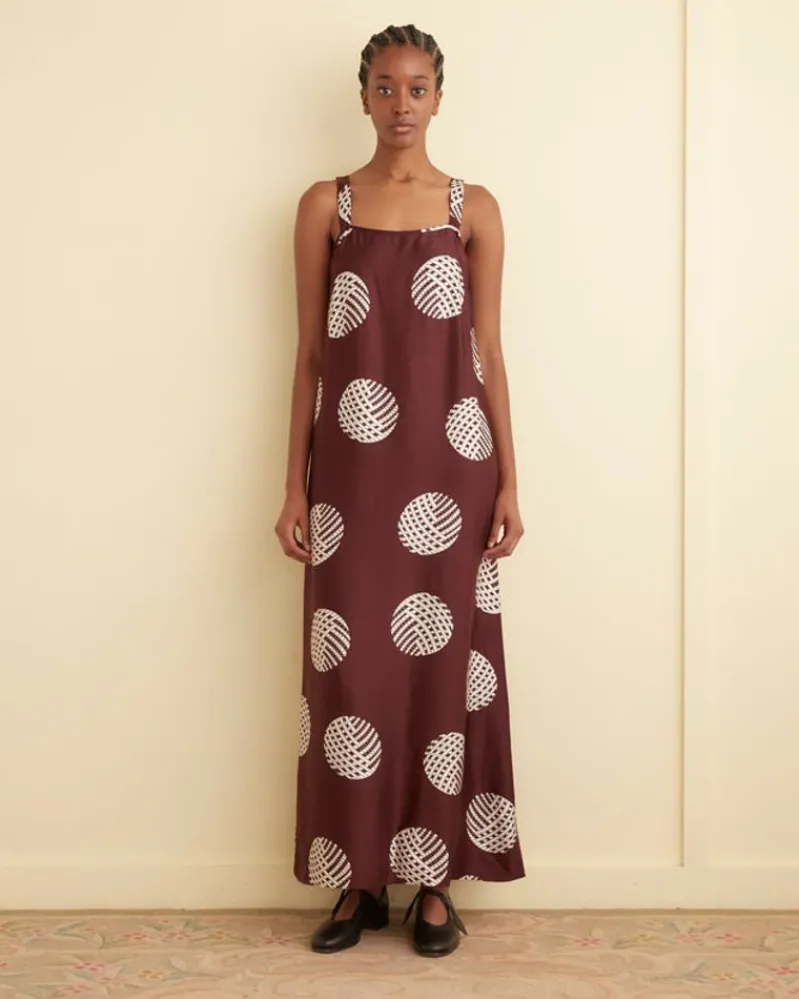 Dresses<BODE Lattice Sphere Column Gown Burgundy