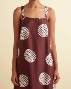 Dresses<BODE Lattice Sphere Column Gown Burgundy
